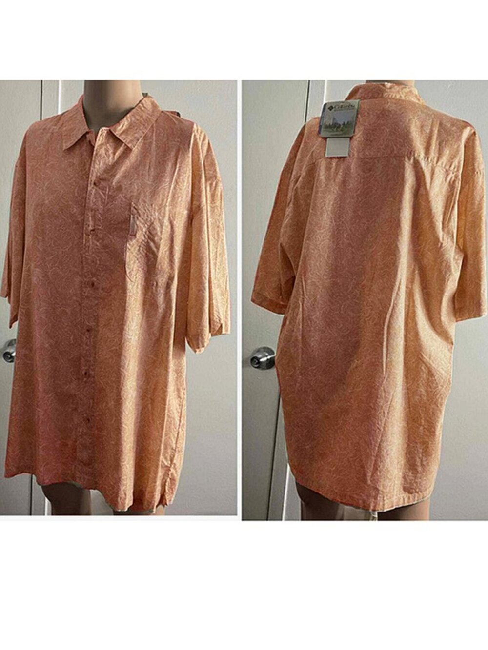 NEW Columbia Sail Mix Print Camp Shirt! XL Rust Red Short Sleeve Lightweight